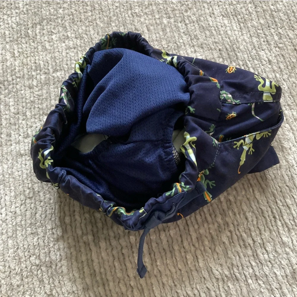 Baby GAP 12-18M swim trunks lizard gecko‎ print blue mesh lined shorts